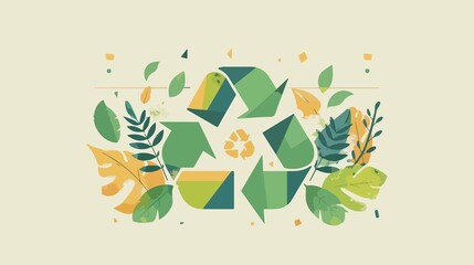 Eco-Friendly Green Recycle Sign Flat Vector Illustration