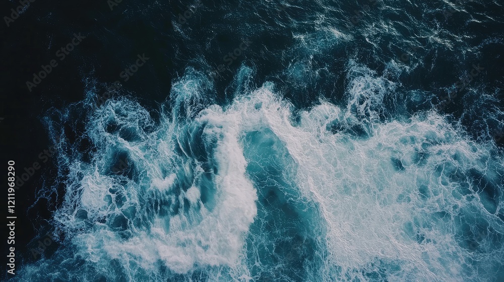 Poster dynamic ocean waves crashing on the shore creating a dramatic seascape filled with energy and moveme
