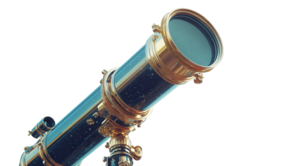 Exploring the cosmos through a vintage telescope on a clear starlit night in the countryside