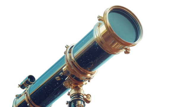 Exploring the cosmos through a vintage telescope on a clear starlit night in the countryside