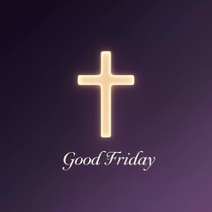 Fototapeta premium Minimalist Good Friday Wallpaper with Glowing Cross