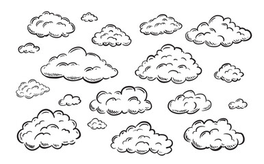 Set of clouds	on white