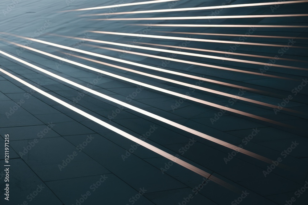 Aufkleber Illuminated steps receding into the distance, creating a modern, abstract perspective.