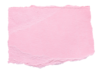 Isolated cut out torn piece of blank pink paper note cardboard with texture and copy space for text, transparent png background design element