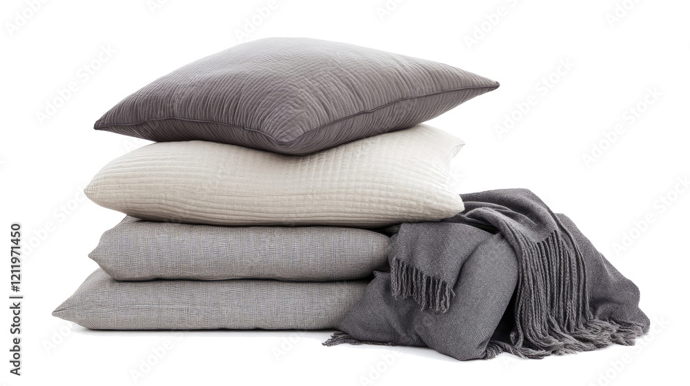 Poster stacked mattresses on a transparent background generative ai