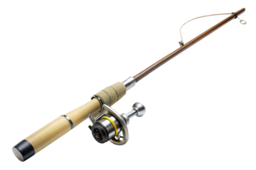 Wooden Fishing Rod with Reel