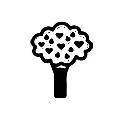 Love Tree Silhouette with Hearts
