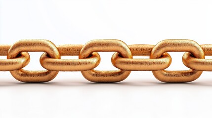 Close-up view of a luxurious gold chain with interlocking links against a clean white background showcasing elegance and craftsmanship