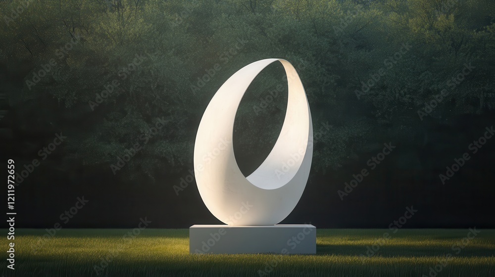 Poster sculptors create unique structures that subtly blend art and nature in a serene outdoor setting