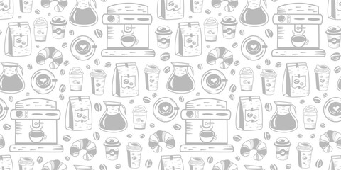 Coffee and Cafe pattern background. Vintage Coffee Doodle Pattern background. cafe pattern background. Cafe Themed Coffee Bean Pattern background.