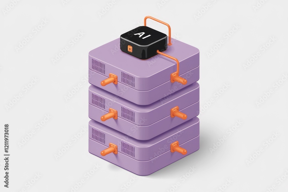Poster AI-powered server stack, showcasing advanced technology and data processing capabilities.