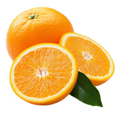 Orange Slick with Leaf Isolated on Transparent Background