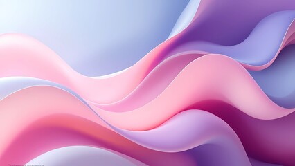 Obraz premium Abstract Waves in Pink and Blue Create a Serene, Ethereal Background With Soft, Flowing Pastel Hues