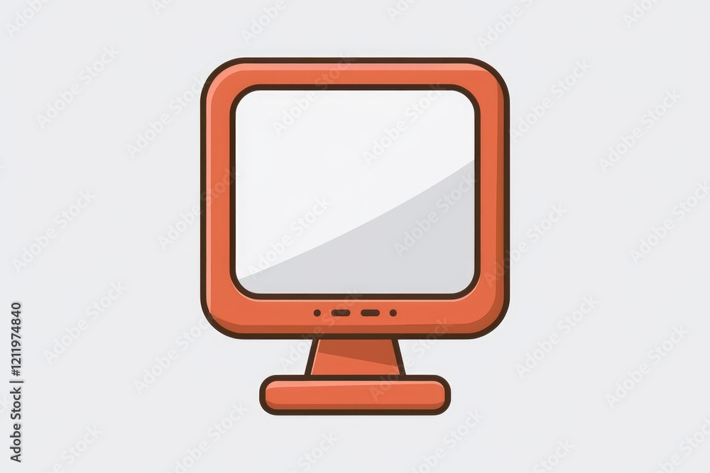 Aufkleber An illustration of a retro-style orange computer monitor with a blank screen.
