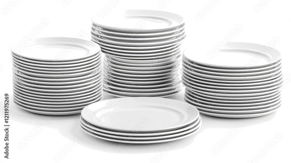 Poster white plates stacked on clear background generative ai