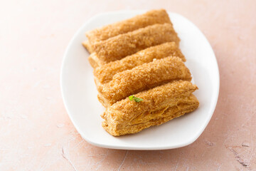 Puff pastry slices with brown sugar