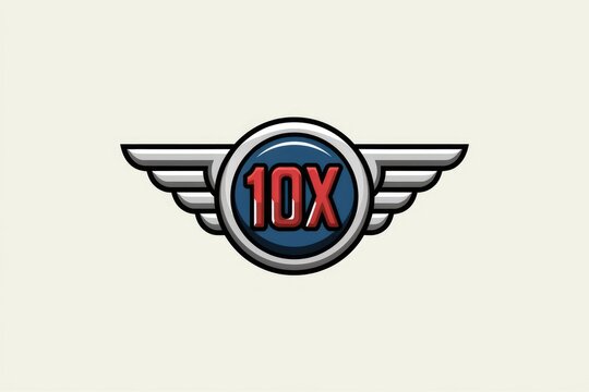 A circular emblem with wings, displaying '10X' in red, signifying tenfold increase or growth.