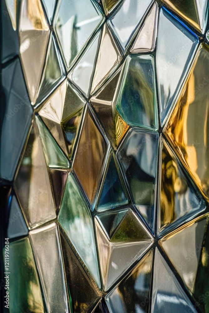 Poster a close-up shot of a mirror reflecting a building, great for architectural or design concepts