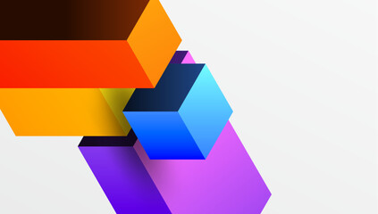 Sleek abstract design featuring isometric 3D blocks in a clean, modern composition. Perfect for tech-inspired themes, with vibrant colors and geometric precision