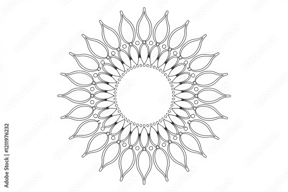 Poster Circular mandala design with intricate details and petal-like patterns.