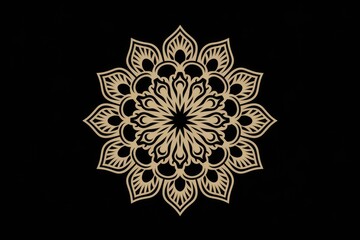 Elegant gold mandala design on transparent background, intricate details and symmetrical patterns.