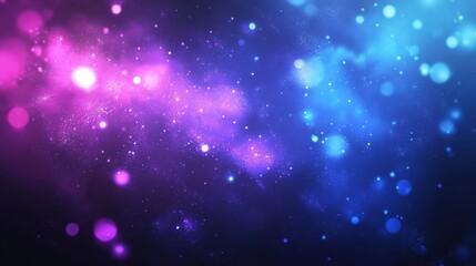 Obraz premium Abstract cosmic background featuring vibrant colors of pink and blue with luminous orbs and sparkling particles creating a dreamy, ethereal atmosphere for creative use