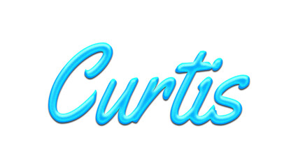 Glowing blue effect of name Curtis on white background.
