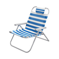 Comfortable Beach Chair with Blue Stripes for Relaxation Isolated on transparent background
