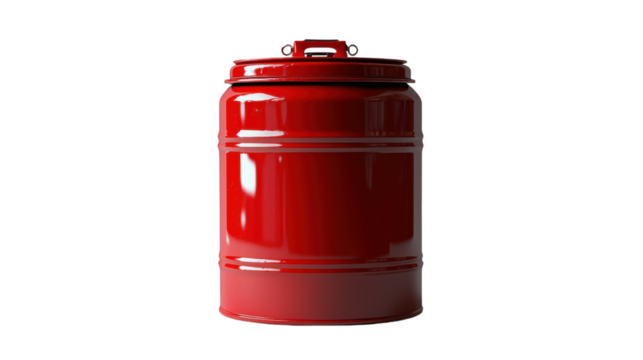 A bright red storage container positioned against a plain background showcasing its glossy finish