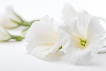 Obraz premium Two white flowers on a white surface