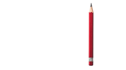 Bright red pencil resting on a minimalist white background ready for creative expression