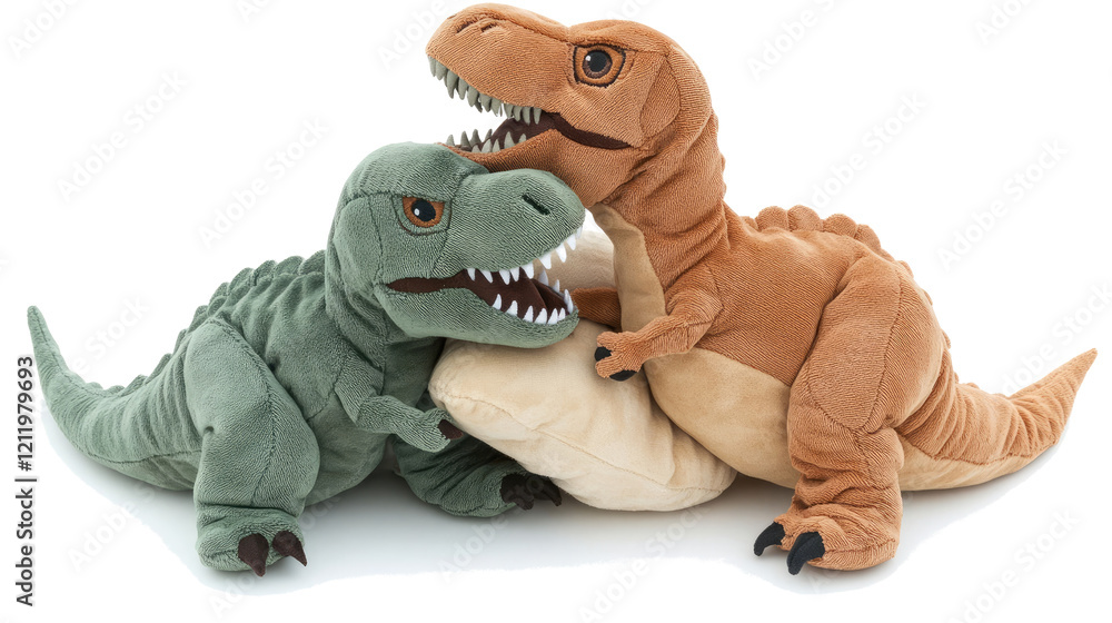 Poster dinosaurs playfully interacting on a surface generative ai