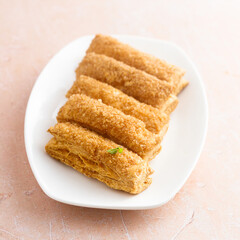 Puff pastry slices with brown sugar