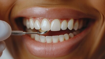 Fototapeta premium Close-Up of Dental Hygiene Check with Smiling Patient in Office