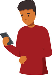 Young man using mobile phone, browsing internet, chatting online