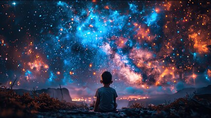 Flat design nostalgia celebrates family movie night under the glow of fairy lights