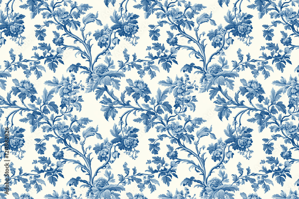 Poster floral toile tapestry pattern. vintage botanical wallpaper pattern. background image. created with g