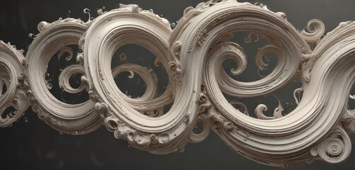 Wave-like swirls and curves in a symmetrical composition, blue, pattern, abstract