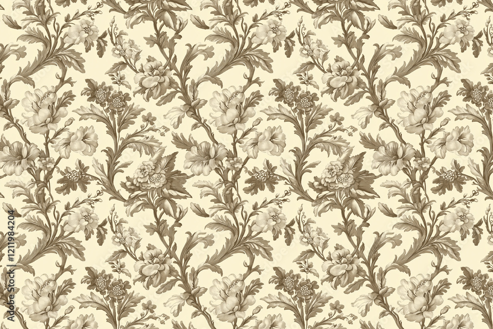 Poster floral toile tapestry pattern. vintage botanical wallpaper pattern. background image. created with g
