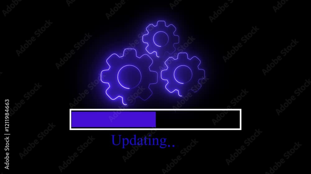 Aufkleber abstract glowing system update icon isolated on black background. system operations icon set with ge
