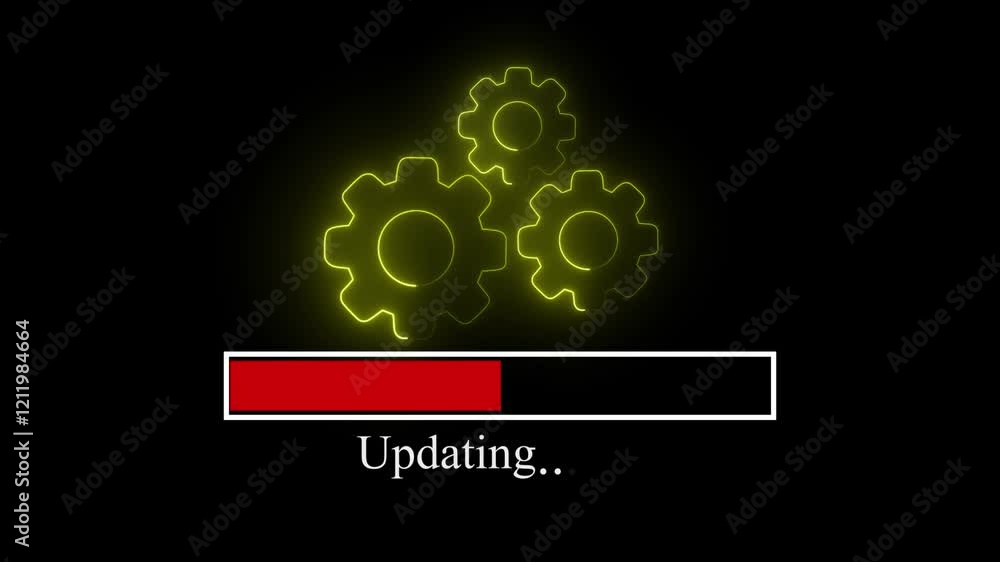 Aufkleber abstract glowing system update icon isolated on black background. system operations icon set with ge