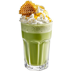 Refreshing Matcha Latte with Honeycomb and Whipped Cream