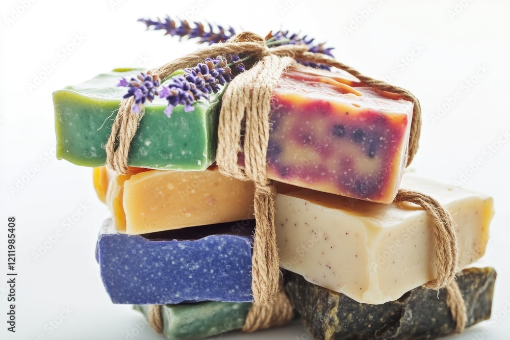 Poster a bundle of soap bars wrapped in twine