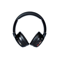 Fototapeta premium Sleek Black Wireless Headphones with Red Accents - Studio Quality Audio