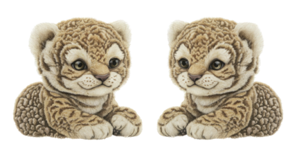 Cute Tiger Cub Art on Transparent Background Generative AI