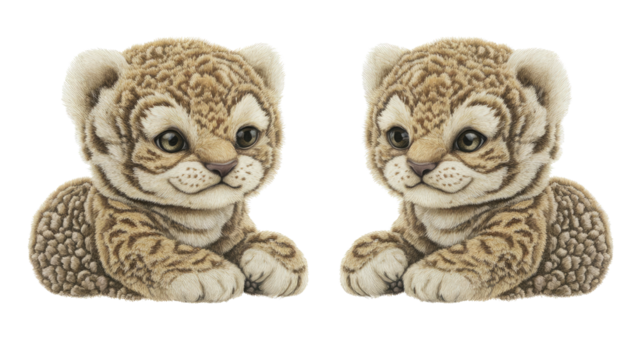 Cute Tiger Cub Art on Transparent Background Generative AI