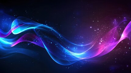Fototapeta premium Abstract Wave Background with Flowing Lights and Sparkling Stars in Blue and Pink Colors for Creative and Artistic Use in Digital and Print Media