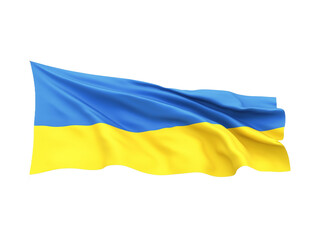 Waving Ukrainian Flag. Blue Yellow flag of Ukraine without background