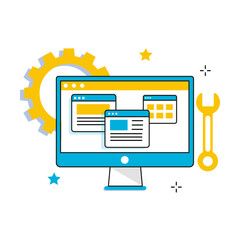 Web Maintenance Icon Representing Website Development, Interface Design, and System Upkeep
