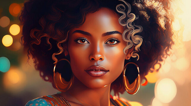 Portrait einer jungen Frau im Afrolook